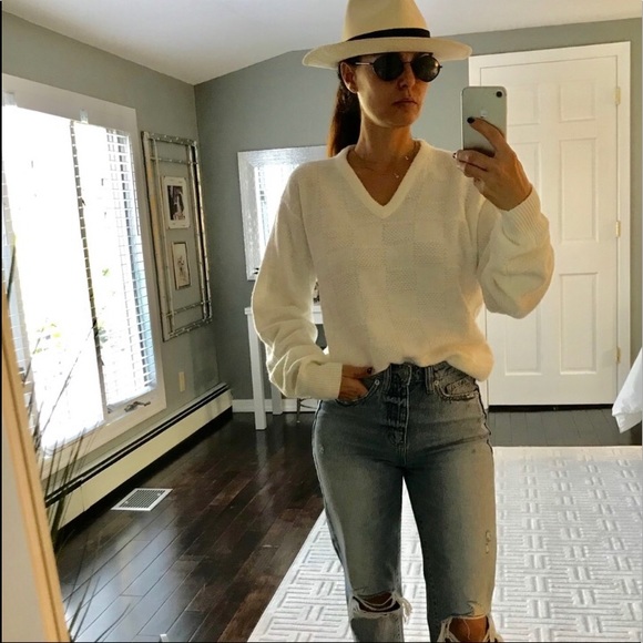 J. Crew Sweaters - J. Crew Classic cotton white V neck sweater medium
